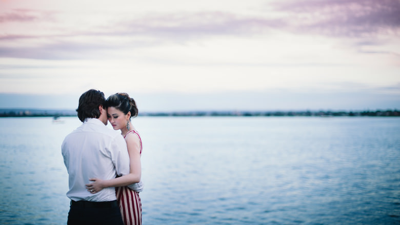 romantic engagement photography, sweet couple